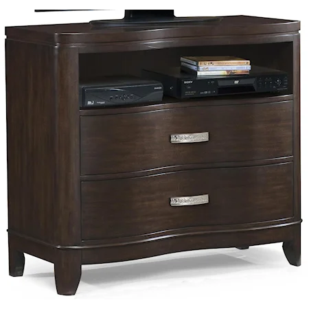 Mahogany 2-Drawer Media Chest with Decorative Hardware